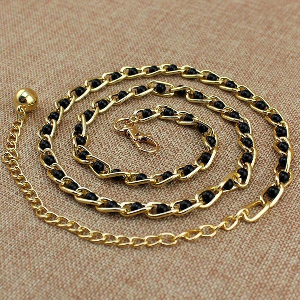 Ikat Pinggang / Sabuk (Belt) dengan kristal imitasi dan Rantai Lapis Emas