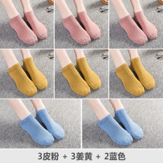 Imut Katun Musim Panas Bagian Tipis Kaos Kaki Model Perahu Kaos Kaki (Kaos Kaki Model Perahu Kombinasi Sebelas: 3 Ganda Kulit Bedak + 3 Ganda Jiang Huang + 2 Ganda Biru)