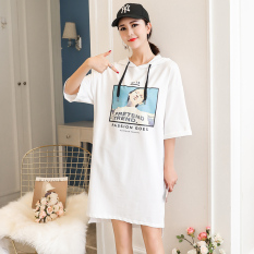 Di Korea Modis Gaya Lengan Pendek Perempuan Awal Musim Semi Lengan Bang Pendek Kaos (Putih)