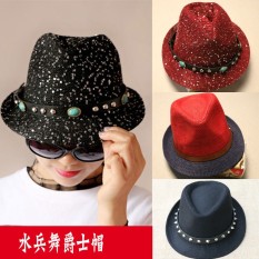 Di Musim Panas Rumput Plait Hadiah Topi Pria dan Wanita Jazz Topi Sandy Pantai Menyembunyikan Matahari Topi Di Tua -Age Persegi Air Prajurit Menari Precious Stone Hadiah-Internasional