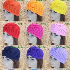 Bungkus Kepala Rambut Vintage India Topi Topi Merenggang Serban Cap Headwrap-angkatan Laut Biru-Internasional