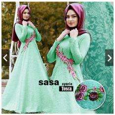 Indonesia Heritage Gamis Syari Pesta Brukat + Pashmina (Real Pic) - Kondangan Muslimah Brokat Bordir - Fashion Muslim Wanita - ihsasa