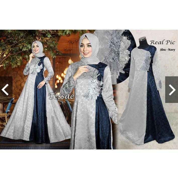 IndonesiaHeritage Gamis Pesta Premium Bordir Mewah Jacquard Glitter (Real Pic) - Baju Kondangan Muslimah - Abaya Premium - Kebaya Modern - Fashion Busana Muslim Impor ihtessae