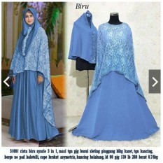 IndonesiaHeritage Gamis Syari Pesta Premium Mewah 3 in 1 (Real Pic) + Cape Brukat Asymetris menjuntai ke belakang + Hijab Bergo - Busui Pesta Kondangan Muslimah - Fashion Busana Muslim Wanita ihristabrukat