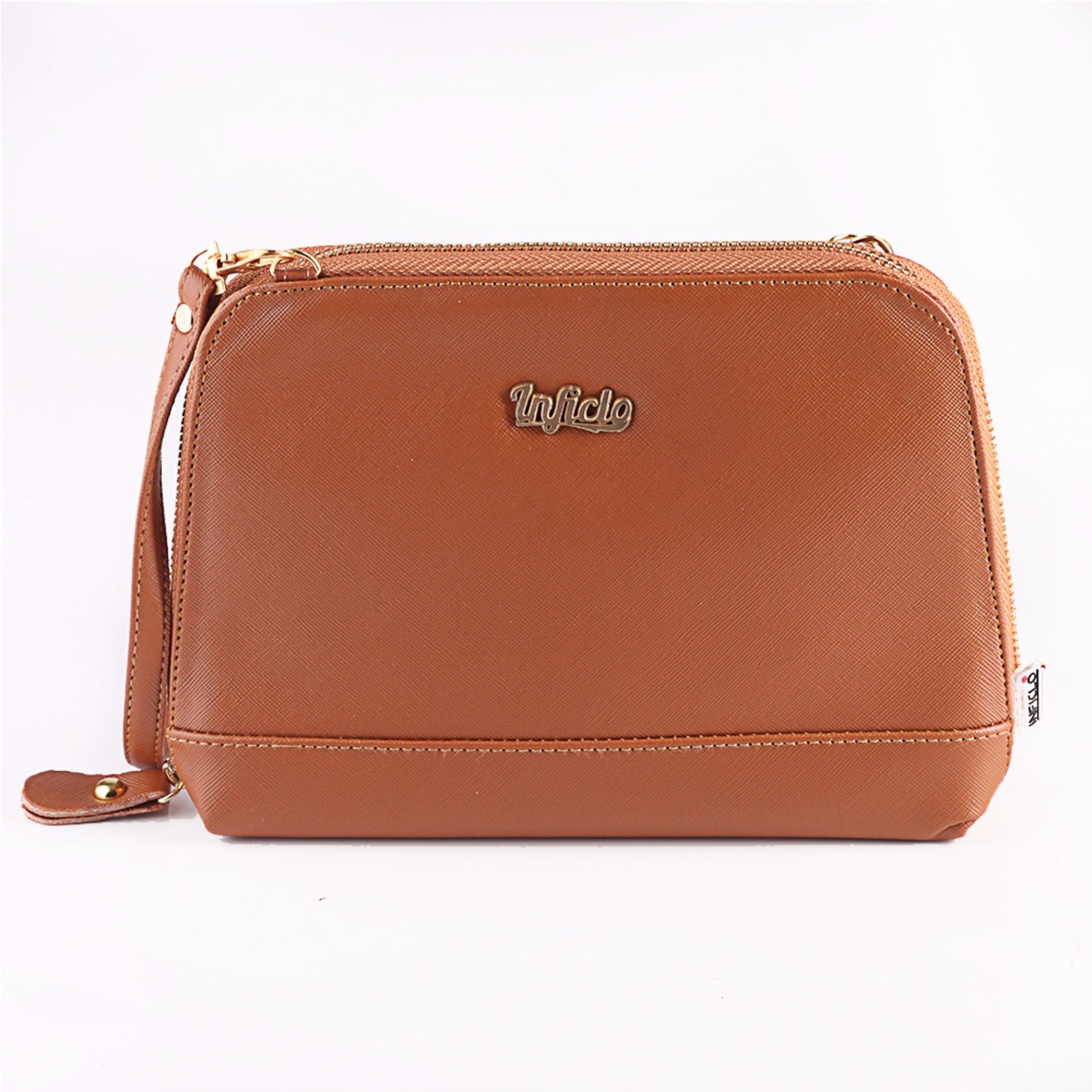 Inficlo Clutch Bag / Tas Dompet Wanita/fashion wanita/best seller SPTx741 Brown