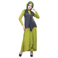 Inficlo Gamis SOP 763 Busana Muslim Wanita-Abuhijau // Bhn Spandek