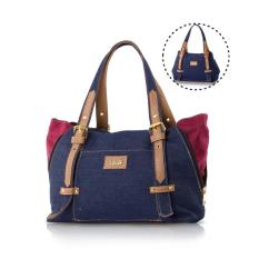 Inficlo Saz 176 Tas Handle Bag Bisa Selempang Wanita - Jeans Kombinasi - Cantik (Biru Tua)