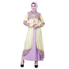 Inficlo Shj 037 Baju Gamis Muslimah Wanita - Sifon Jersey - Cantik (Kuning Kombinasi)
