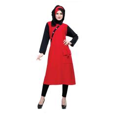 Inficlo Sns 455 Baju Gamis Muslimah Wanita - Baby Terry - Cantik (Merah Kombinasi)