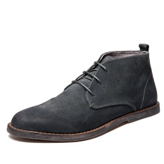 Dr. Martens Kulit Sepatu Engkel Tinggi Pria Inggris (Gosok Kokas Abu-abu)