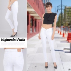 INN - Celana Jeans Haigh Waist Berbahan Soft jeans Denim Street - Putih
