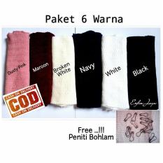 6Pcs Bandana Rajut / Ciput rajut / Dalaman Jilbab rajut -BONUS Peniti Bohlam