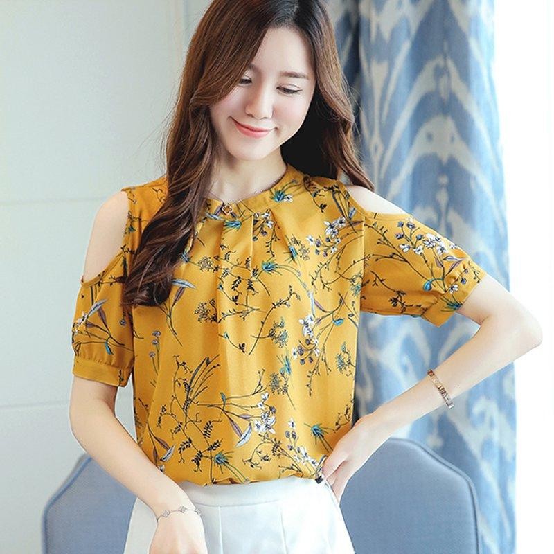 Inwpllr Gaya Musim Panas 2018 Bunga Kemeja Wanita Kasual Open Bahu Blus Sifon Cetak Blus Wanita Ete Mati Shouldertops Plus Ukuran -Internasional Inwpllr Gaya Musim Panas 2018 Bunga Kemeja Wanita Kasual Open Bahu Blus Sifon Cetak Blus Wanita Ete Mati Shouldertops Plus Ukuran -Internasional