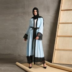 Islam Abaya Muslim Perempuan Maxi Gaun Kasual Renda Elegant Cardigan Jubah Turki Instan Vestidos Jilbab Kaftan Gaya Maroko-Intl