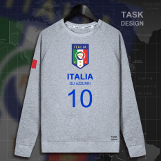 Italia Pria Logo Tim Baju Olahraga Sepatu Sepak Bola (Bagian Tipis Leher Bulat Abu-abu Biru Kata)