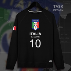 Italia Pria Logo Tim Baju Olahraga Sepatu Sepak Bola (Bagian Tipis Leher Bulat Hitam)