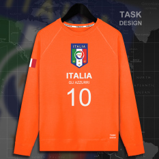 Italia Pria Logo Tim Baju Olahraga Sepatu Sepak Bola (Bagian Tipis Leher Bulat Warna Jingga)