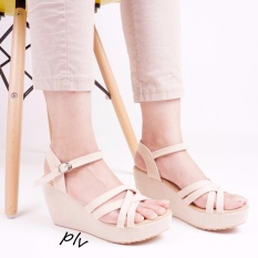 Pluvia - Ivana Gladi Sandal Sendal Wedges Wanita Terbaru RN05 - Cream