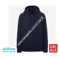 Jacket Pria Uniqlo Airism Jaket Hoodie Retsleting 180714 Biru Tua Navy - Ex1srb