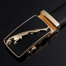 Gesper Jaguar Sabuk Pria Gesper Kulit Otomatis Sabuk Jaguar Kulit Asli Bisnis dan Rekreasi Sabuk Anak Muda (Warna: Silver Leopard Hitam) -Intl