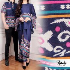 Jakarta Couple - Baju Couple Maxi Batik Cyntia Navy Batik Couple Batik Pasangan Baju Cantik Model Terompet
