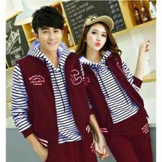Jakarta Couple - Jaket Salur Maroon Jaket Couple Terbaru