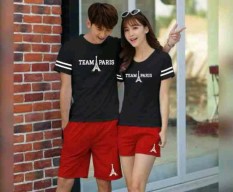 Jakarta Couple Kaos Pasangan Stelan Team Paris Hitam