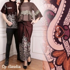 JC- Baju Couple Claudia Coklat Blouse Couple Batik Kemeja Couple Baju Pasangan Murah