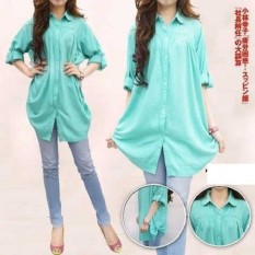 Jakarta Couple - Kemeja Jumbo Polos Hijau Pastel / Baju Jumbo /Atasan Wanita Jumbo / Ukuran Besar / Big Size / Baju Muslim Jumbo / Size XXXL