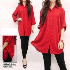 Jakarta Couple - Kemeja Jumbo Polos - Merah / Baju Jumbo /Atasan Wanita Jumbo / Ukuran Besar / Big Size / Baju Muslim Jumbo / SIze XXXL