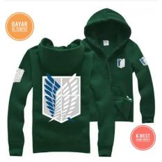 Jaket Anime Attack On Titan Green Hoodie Zipper - Best Seller