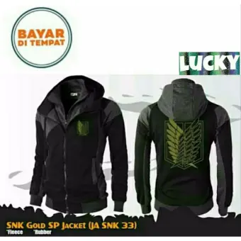 Jaket Anime Double Zipper Shinji No Kyojin Attack On Titan Black Grey Best Seller