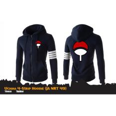 Jaket Anime Hoodie Zipper Naruto Sasuke Uchiha 4 Strip (JA NRT 49) Best Seller - Navy