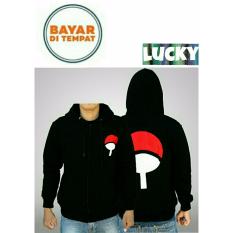 Jaket Anime Hoodie Zipper Naruto Sasuke Uchiha Simple Black Best Seller