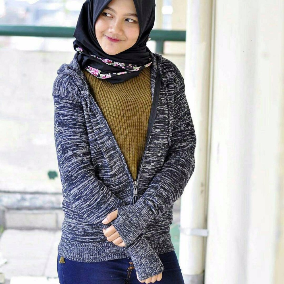 jaket ariel wanita twotone navy cotton premium