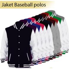 Jaket Baseball Fleece polos kombinasi M-L-XL