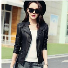 jaket blazer kulit wanita hitam