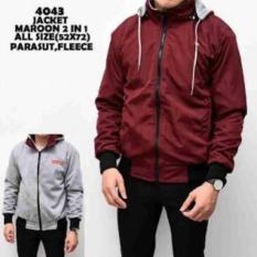 Jaket Bolak Balik 2In1 Parasut Fleece Maroon Grey Polos Cowok Pria - Ace335