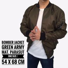 Jaket Bomber Army Pria Cowok Casual Warna Hijau Reversible Bolak Balik - Decaed