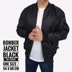 Jaket Bomber Army Pria Cowok Casual Warna Hitam Reversible Bolak Balik - Hitam - Kqmdhe
