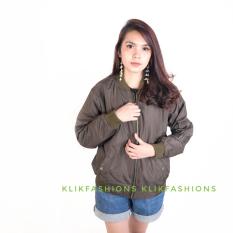 Jaket Bomber Cewe Polos Hijau Army Best Seller