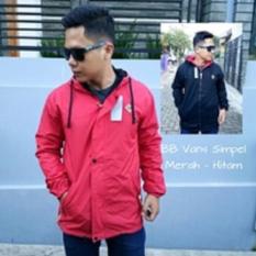 Jaket Bomber Merah Hitam Bolak Balik Taslan Waterproof M,L