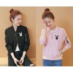 JAKET BOMBER PB JAKET WANITA DEWASA MURAH MODIS TERBARU/JAKET KOREA (PINK)