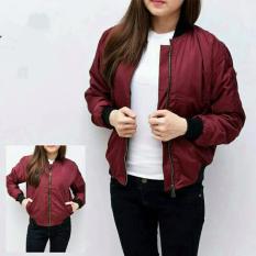 JAKET BOOMBER WANITA POLOS MAROON