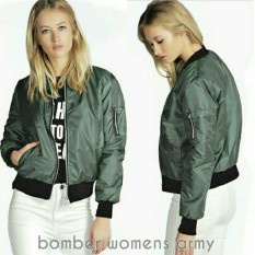 Jaket Bomber Wanita Hijau Army