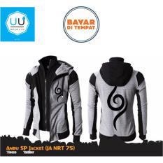 Jaket Hoodie Anbu Double Zipper (Jaket Ninja Naruto Kakashi Sasuke Sakura) Best Seller Grey/Black