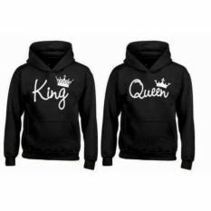 JAKET HOODIE COUPLE KING AND QUEEN HITAM