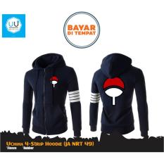 Jaket Hoodie Zipper Anime Naruto Sasuke Uchiha 4 Strip (JA NRT 49) Best Seller - Black
