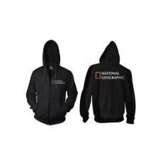 JAKET HOODIE ZIPPER NATIONAL GEOGRAPHIC HITAM