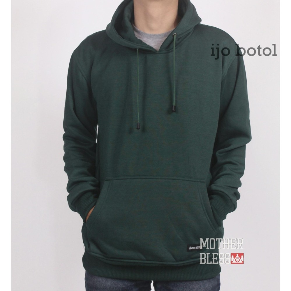 3R sweater hoody polos pria ijo botol